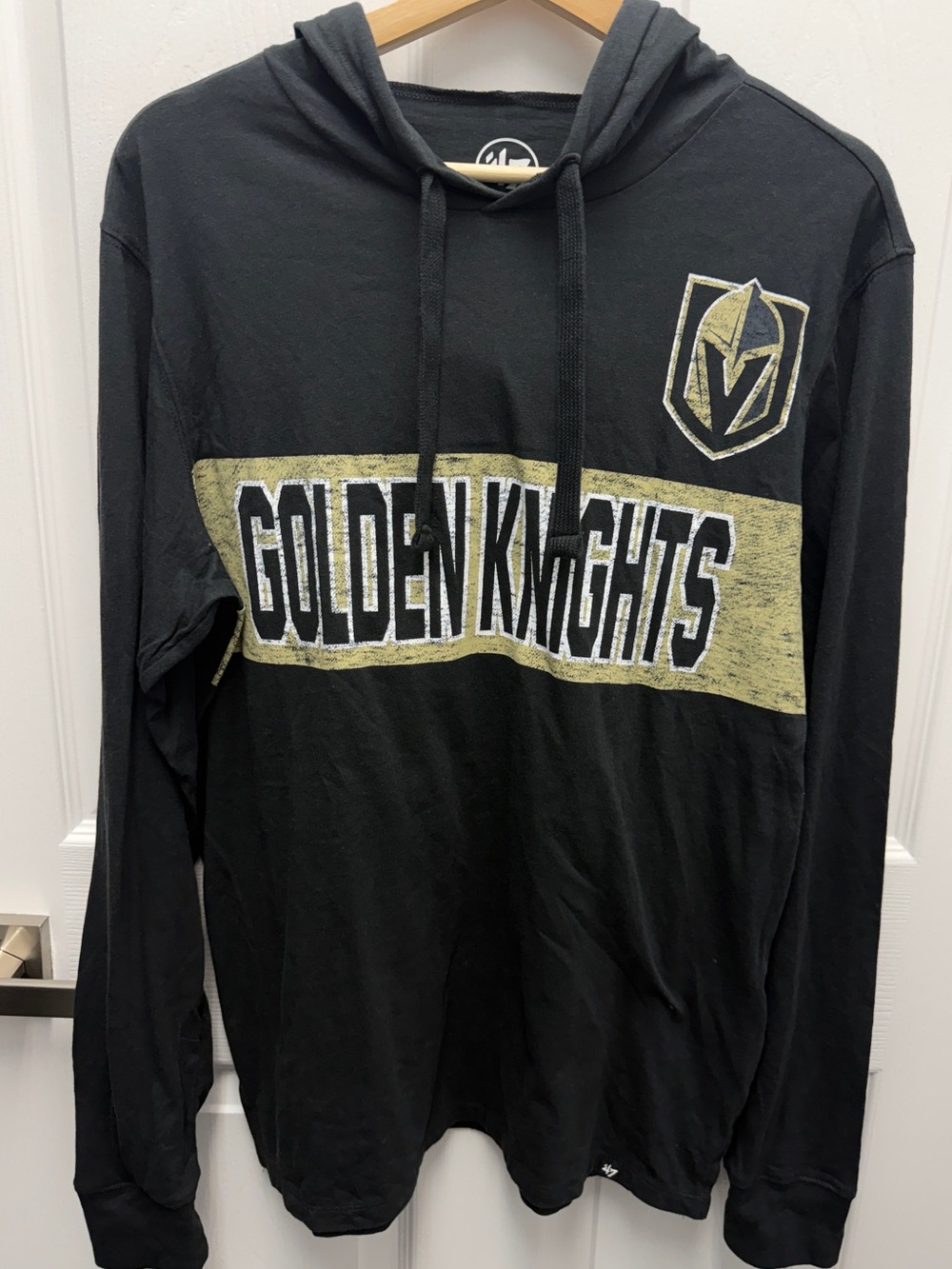 NHL Vegas Golden Knights Flint Black & Gold  Hooded Long Sleeve T-Shirt Sm NWT